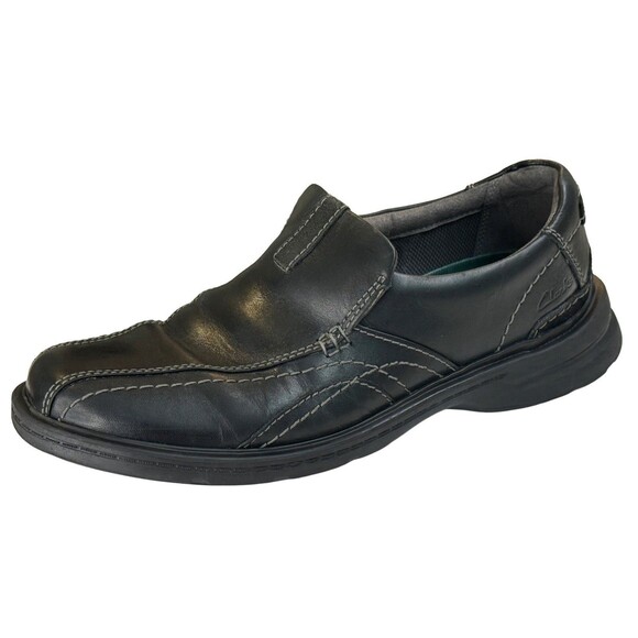 Clarks Men’s Black Leather Slip On Loafers 8.5M Comfort Shoes 26171747075 - Picture 1 of 6